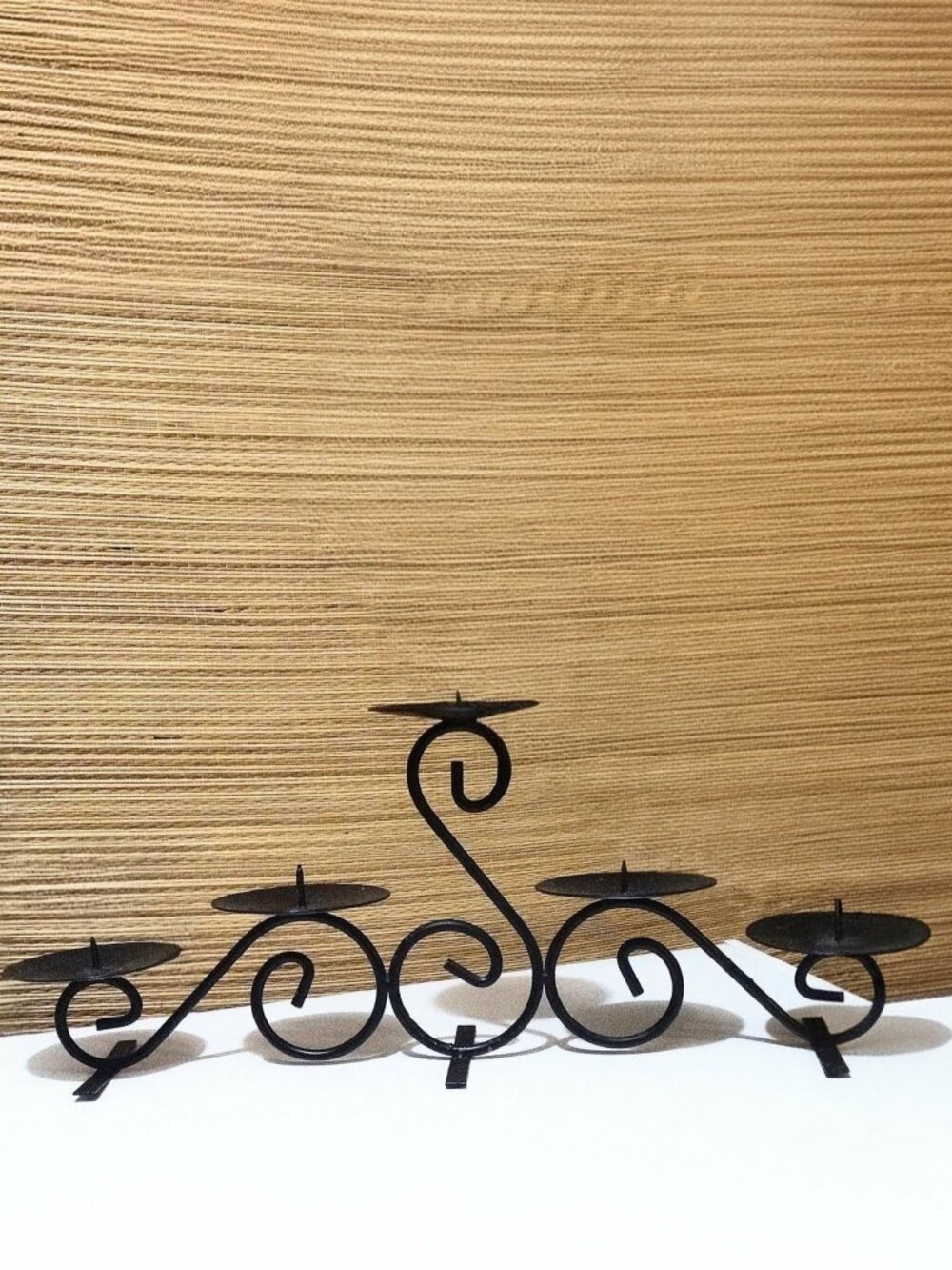 Vintage Black Spiral Metal Candle Holder with Five 3.75" Spiked Plates